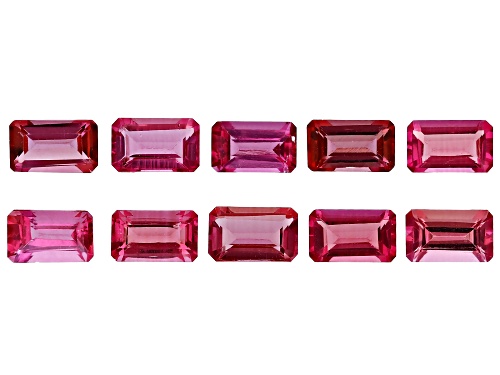 Photo of Red Lab Created Bixbite 5x3mm Octagon Faceted Cut Gemstones Set of 10 2.50CTW