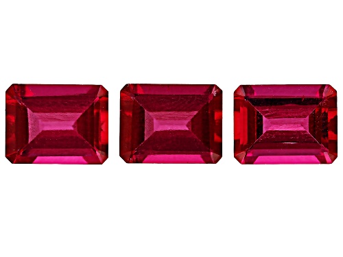 Red Lab Created Bixbite 9x7mm Octagon Faceted Cut Gemstones Set of 3 5.50CTW