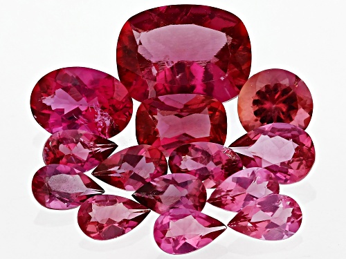Photo of Red Lab Created Bixbite Mixed Faceted Cut Gemstones Parcel 5CTW