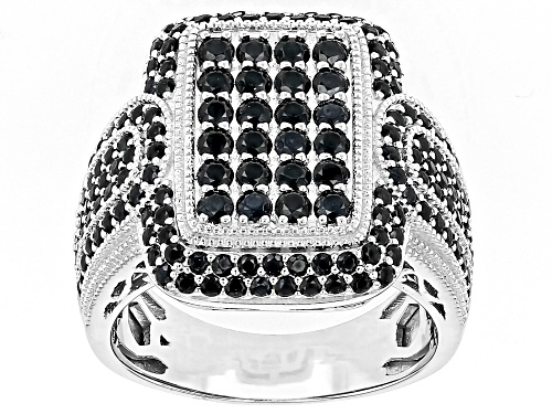 Black Spinel Round 2mm & 1.25mm Rhodium Over Sterling Silver Ring 2.26ctw - Size 7
