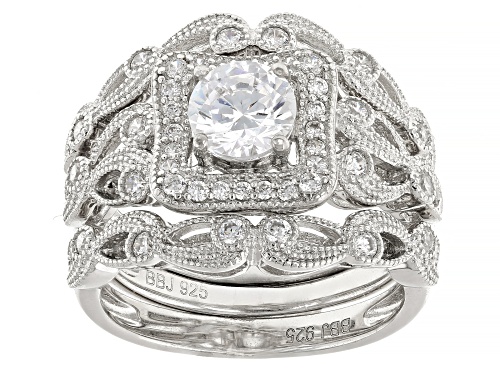 Bella Luce ® 2.10CTW White Diamond Simulant Rhodium Over Sterling Silver Ring With Bands - Size 7