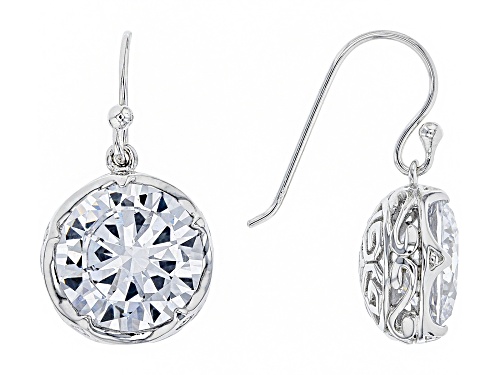 Bella Luce  White Diamond Round 12mm Simulant Rhodium Over Sterling Silver Earrings 19.00CTW