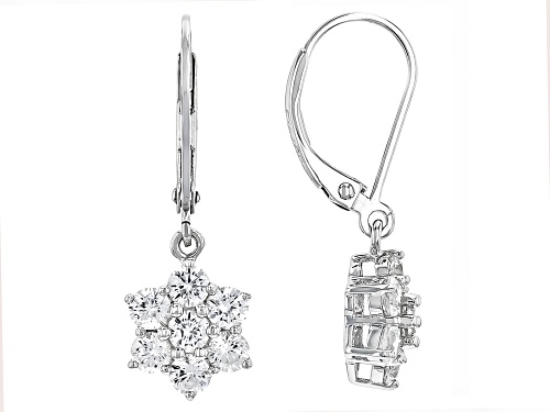 Photo of White Zircon Rhodium Over Sterling Silver Dangle Earrings 2.24CTW
