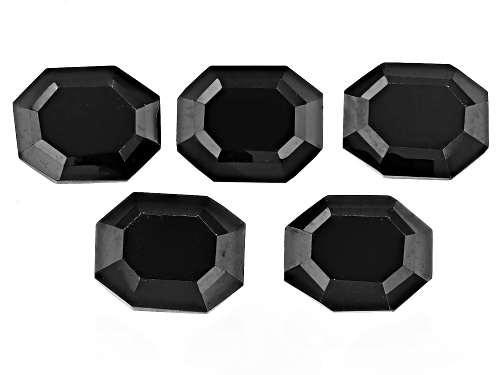 Black Spinel 10x8mm Long Hexagon Set Of 5,19ctw