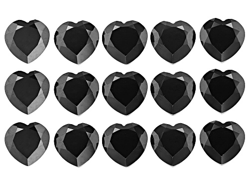 Black Spinel 12mm Heart Set Of 15,94ctw