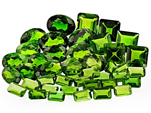 Green Chrome Diopside Mixed Faceted Cut Gemstones Parcel 25CTW