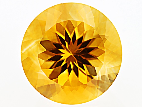 Yellow Citrine 15mm Round Faceted cut Gemstone 10ct