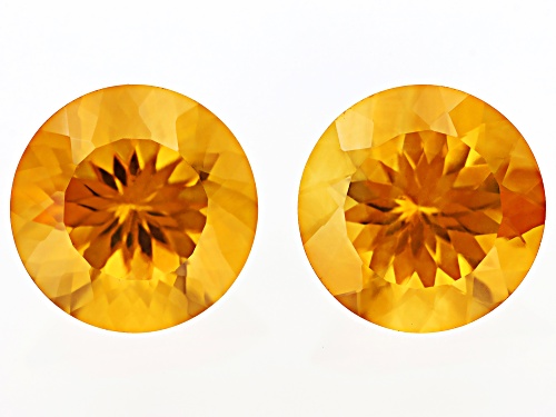 Photo of Yellow Citrine 13mm Round Faceted cut Gemstones Matched Pair 13CTW