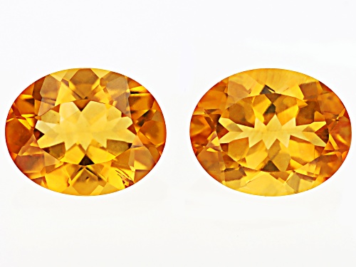 Yellow Citrine 10x8mm Oval Faceted cut Gemstones Matched Pair 4CTW