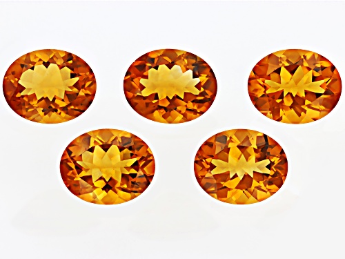 Yellow Citrine 10x8mm Oval Faceted cut Gemstones Set of 5 10CTW