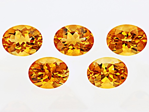 Photo of Yellow Citrine 9x7mm Oval Faceted cut Gemstones Set of 5 7CTW