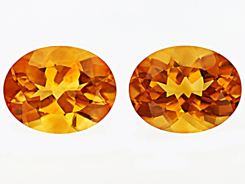 Yellow Citrine 9x7mm Oval Faceted cut Gemstones Matched Pair 3CTW