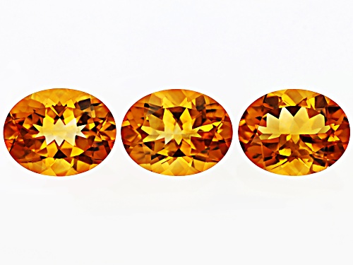 Yellow Citrine 9x7mm Oval Faceted cut Gemstones Set of 3 4CTW