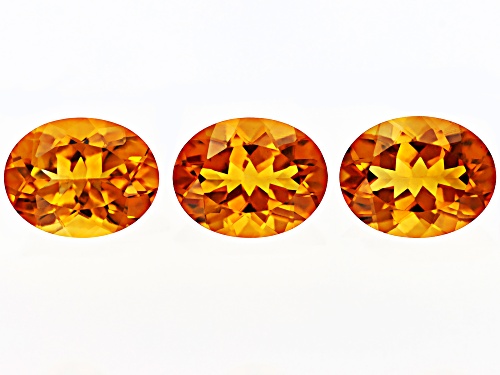 Yellow Citrine 9x7mm Oval Faceted cut Gemstones Set of 3 4CTW