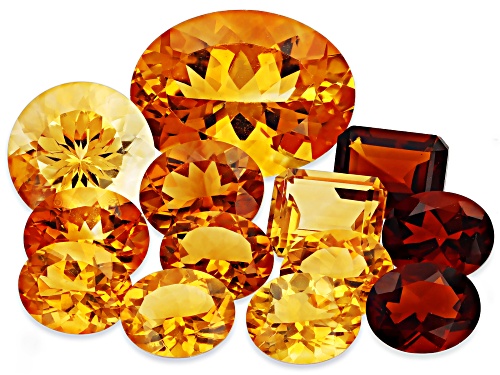 Photo of Yellow Citrine Mixed Faceted cut Gemstones Monster Parcel 50CTW