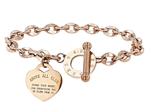 Photo of Stainless Steel Heart Charm Toggle Bracelet