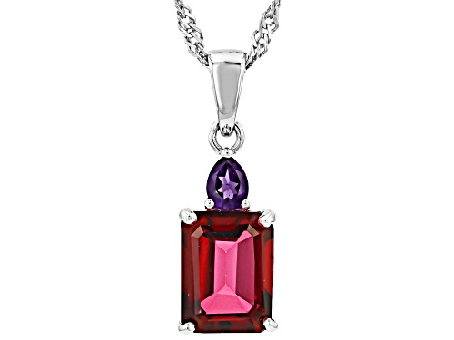 Photo of Peony Topaz and Amethyst Accent Rhodium Over Sterling Silver Pendant