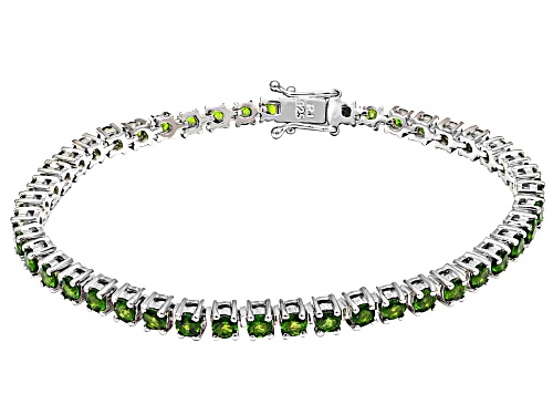 7.72ctw Chrome Diopside Rhodium Over Sterling Silver Tennis Bracelet 8" - Size 8