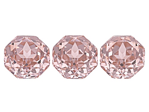 Peach Cubic Zirconia 8mm Octagon Fancy Cut Gemstones Set of 3 12.00Ctw