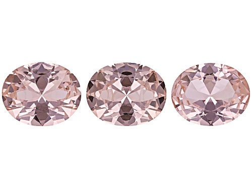 Pink Cubic Zirconia 10x8mm Oval Diamond Cut Gemstones Set of 3 7.50Ctw
