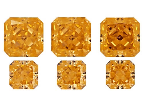 Color Change Cubic Zirconia 10mm, 7mm Octagon Fancy Cut Gemstones Set Of 6 46.00Ctw
