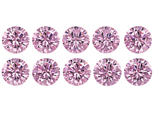 Pink Cubic Zirconia 7mm Round Diamond Cut Gemstones Set of 10 22.00Ctw