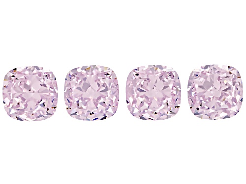 Pink Cubic Zirconia 8mm Cushion Fancy Cut Gemstones Set of 4 23.00Ctw