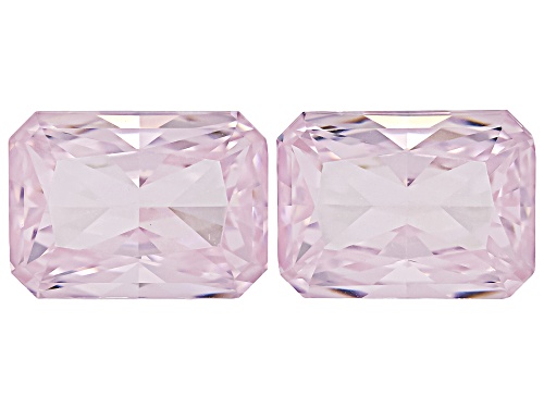 Photo of Pink Cubic Zirconia 14x10mm Emarald Radiant Cut Gemstones Matched Pair 28.50Ctw