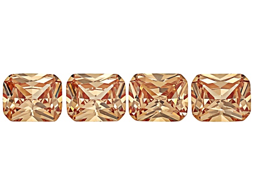 Brown Cubic Zirconia 12x10mm Emerald Radiant Cut Gemstones Set of 4 38.00Ctw