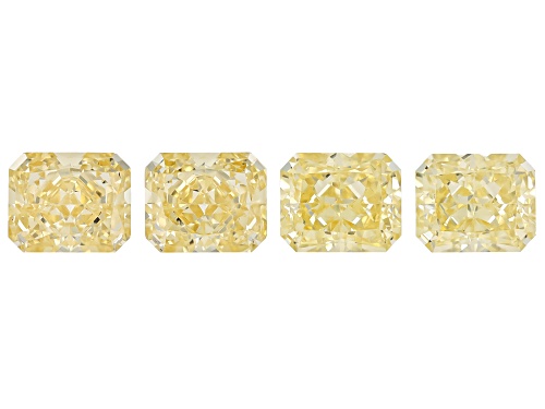 Yellow Cubic Zirconia 11X9mm Emerald Radiant Cut Gemstones Set Of 4 40.00Ctw