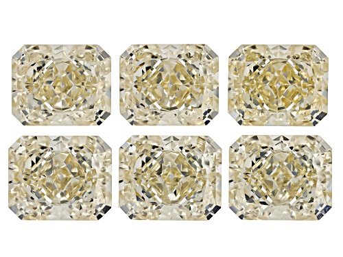 Photo of Yellow Cubic Zirconia 11X9mm Emerald Radiant Cut Gemstones Set Of 6 58.00Ctw