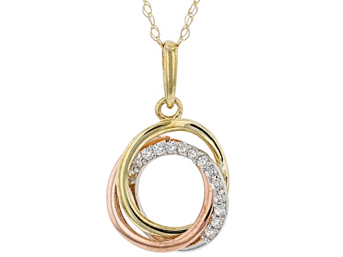 Bella Luce ® White Cubic Zirconia 10k Yellow, Rose and White Gold Pendant with Chain 0.07ctw