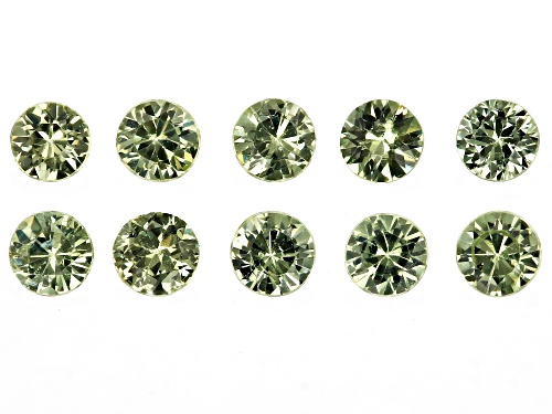 Demantoid Loose Gemstone Round 2.5mm Set Of 10, 0.60CTW Minimum
