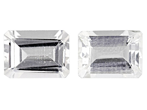 White Danburite Loose Gemstone Rectangular Octagon 8x6mm Match Pair, 3Ctw Minimum