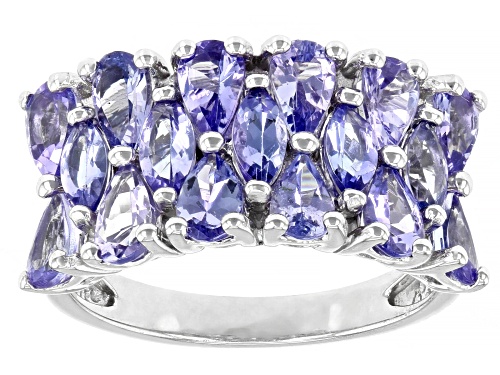 Tanzanite Pear 5x3mm with Tanzanite Marquise Rhodium Over Sterling Silver Ring 3.02ctw - Size 7