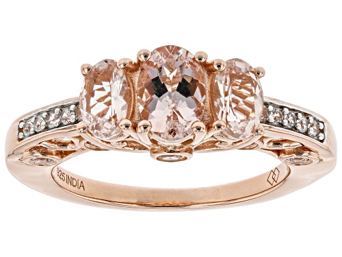 Pink Morganite Oval and White Zircon 14k Rose Gold Over Sterling Silver Ring 1.73ctw - Size 7