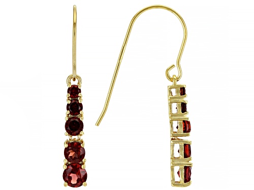 Photo of Red Garnet Round 18k Yellow Gold Over Sterling Silver Earrings 2.18ctw