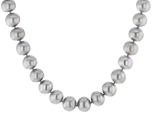 10-11mm Silver Cultured Freshwater Pearl Rhodium Over Sterling Silver Necklace