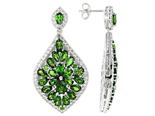 Photo of Chrome Diopside with white zircon rhodium over sterling silver earrings 12.08CTW