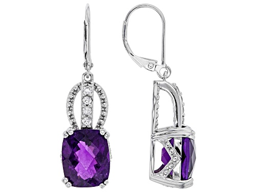 Photo of Purple Amethyst Rhodium Over Sterling Silver Earrings 8.45CTW