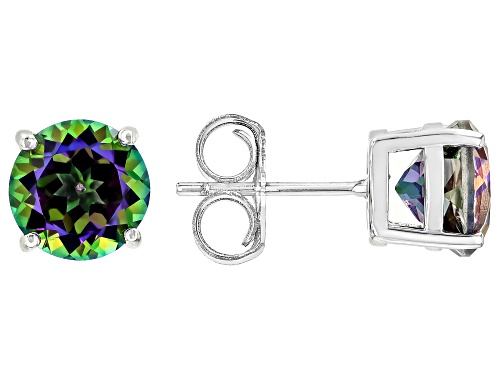 Photo of Mystic Topaz Rhodium over Sterling Silver Stud Earrings 4.25CTW