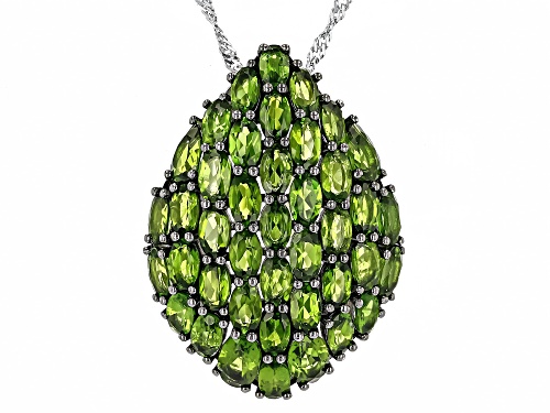 Photo of Green Chrome Diopside Rhodium Over Sterling Silver Pendant 9.23CTW
