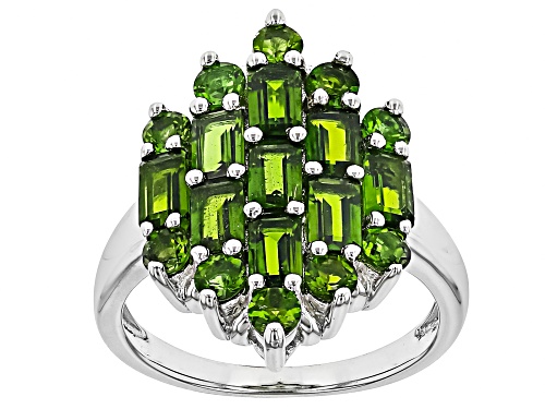Chrome Diopside Rhodium Over Sterling Silver Ring 4.10Ctw - Size 7