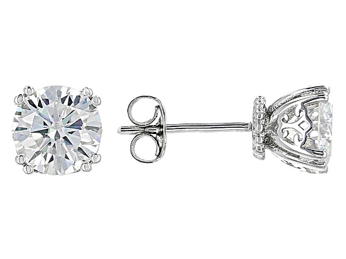 Photo of White Silver 925 Earring w/ Moissanite of Total CTW - 7.20