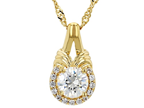 Photo of Lab Created Strontium Titanate & White Zircon 18K Yellow Gold Over Sterling Silver Pendant