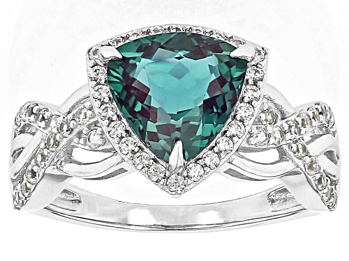 Photo of Alexandrite & White Zircon Rhodium Over Sterling Silver Ring 3.23Ctw - Size 7