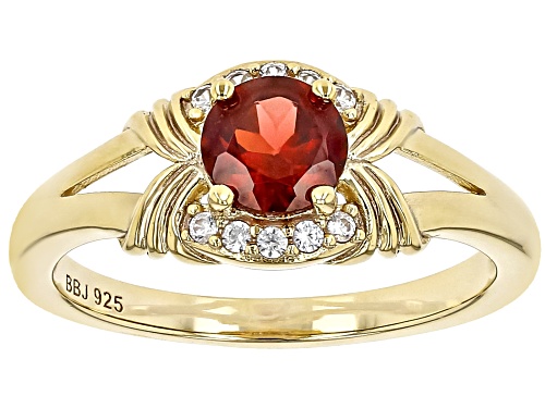 Red Garnet & White Zircon 18K Yellow Gold Over Sterling Silver Ring 1.04Ctw - Size 7