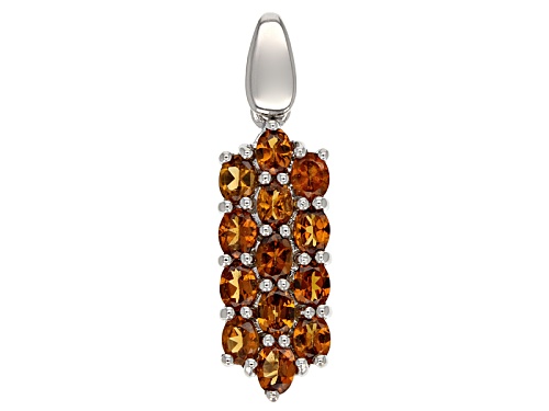 Exotic Jewelry Bazaar™ 1.93ctw Oval Mandarin Garnet Sterling Silver Cluster Pendant