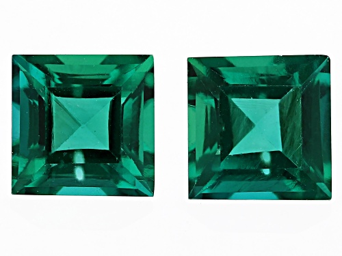 Photo of Lab Created Emerald Loose Gemstone Square 5mm Match Pair, 1CTW Minimum