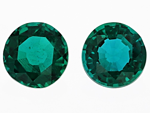 Photo of Lab Created Emerald Loose Gemstone Round 5mm Match Pair, 0.70CTW Minimum